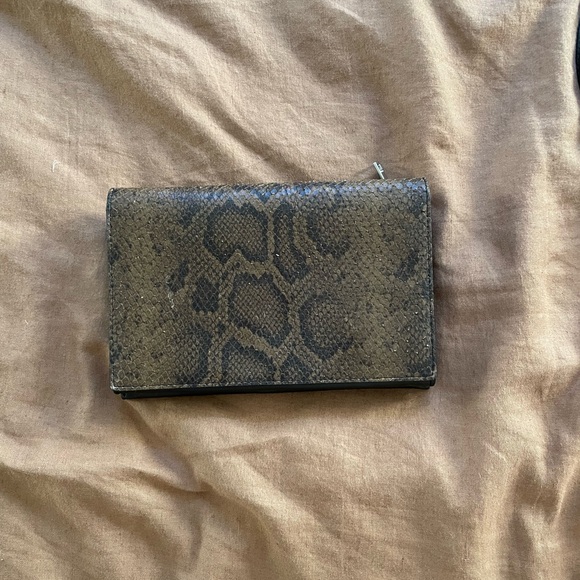 All Saints Handbags - All Saints Snake Print Clutch - Black and Brown